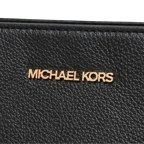 S Michael Kors Medium Front Zip Chain Tote Black Leather 35F2GTTT2L NWT $448 - Picture 6 of 13